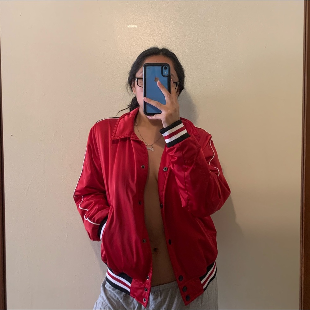 Red bomber jacket